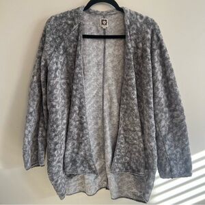 Anne Klein Soft Gray Cardigan Oversized Minimalist Classic